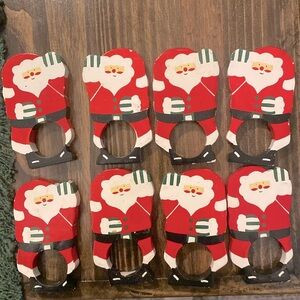 Vintage Wooden Santa Napkin Ring Holder Christmas Holiday Hand Painted